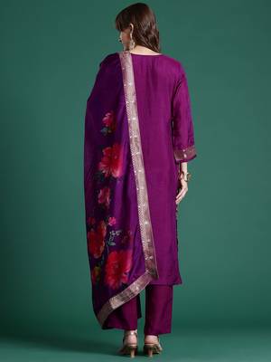 Embroidered Regular Kurta With Trousers & Dupatta 6