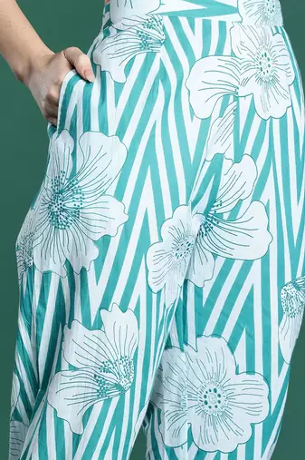 Floral Printed Pure Cotton Kurta with Trousers