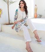 Floral Printed A-Line Pure Cotton Kurta With Trousers