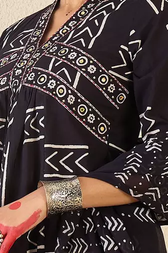Women Printed Empire Pure Cotton Kurta with Trousers & With Dupatta