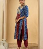 Floral Printed Pure Empire Cotton Kurta With Trousers
