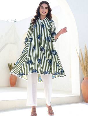 Women Floral Printed Pure Cotton A-Line Kurta with Trousers 5