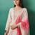 Floral Embroidered V-Neck Mirror Work Straight Kurta & Trousers With Dupatta