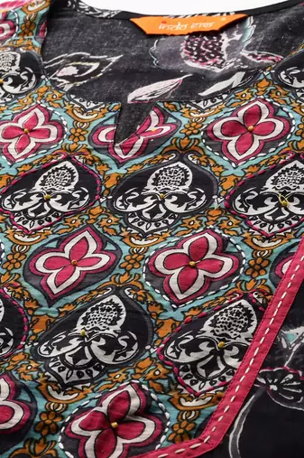 Floral Printed Pure Cotton Kurta with Trousers