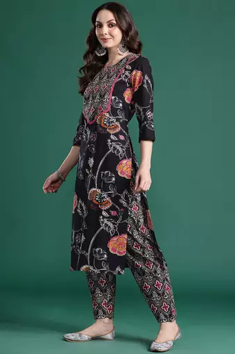 Floral Printed Pure Cotton Kurta with Trousers