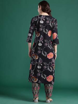 Floral Printed Pure Cotton Kurta with Trousers 5