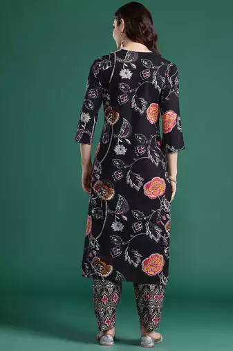 Floral Printed Pure Cotton Kurta with Trousers