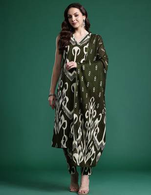 Printed Pure Cotton Kurta with Trousers & With Dupatta 5