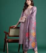 Floral Embroidered Kurta with Trousers & Dupatta