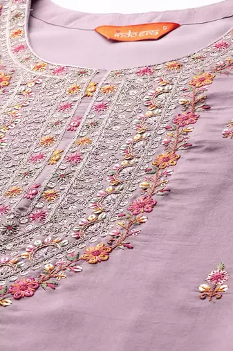 Floral Embroidered Kurta with Trousers & Dupatta
