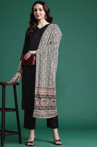 Solid Regular Kurta with Trousers & Dupatta