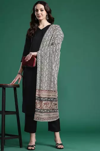 Solid Regular Kurta with Trousers & Dupatta