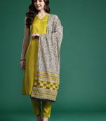Solid Regular Kurta with Trousers & Dupatta