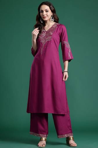 Embroidered Kurta with Trousers