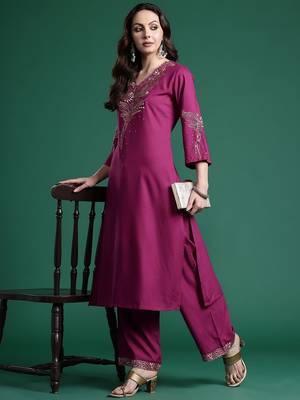 Embroidered Kurta with Trousers 7