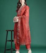 Ethnic Motifs Embroidered Kurta with Trousers & Dupatta
