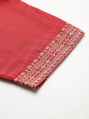 Ethnic Motifs Embroidered Kurta with Trousers & Dupatta 8