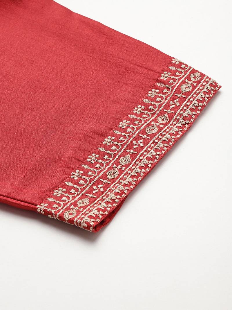 Ethnic Motifs Embroidered Kurta with Trousers & Dupatta