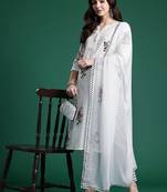 Floral Printed Pure Cotton Kurta with Trousers & With Dupatta
