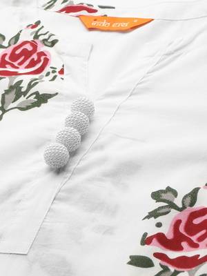 Floral Printed Pure Cotton Kurta with Trousers & With Dupatta 2