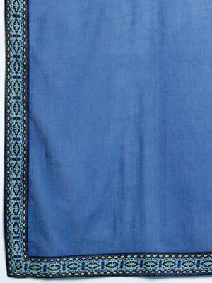 Ethnic Motifs Embroidered Pure Cotton Kurta with Trousers & Dupatta 4