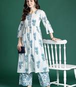 Floral Printed Regular Pure Cotton Kurta with Palazzos