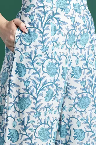 Floral Printed Regular Pure Cotton Kurta with Palazzos