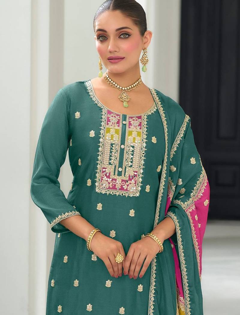 Women Ethnic Motifs Embroidered Regular Mirror Work Kurta with Trousers & With Dupatta
