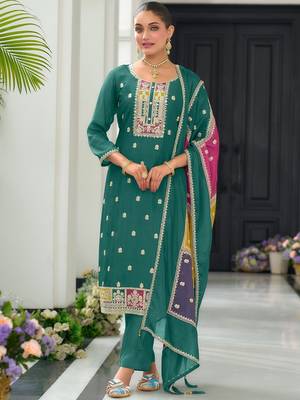 Women Ethnic Motifs Embroidered Regular Mirror Work Kurta with Trousers & With Dupatta 1