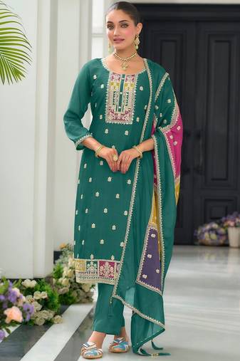Women Ethnic Motifs Embroidered Regular Mirror Work Kurta with Trousers & With Dupatta