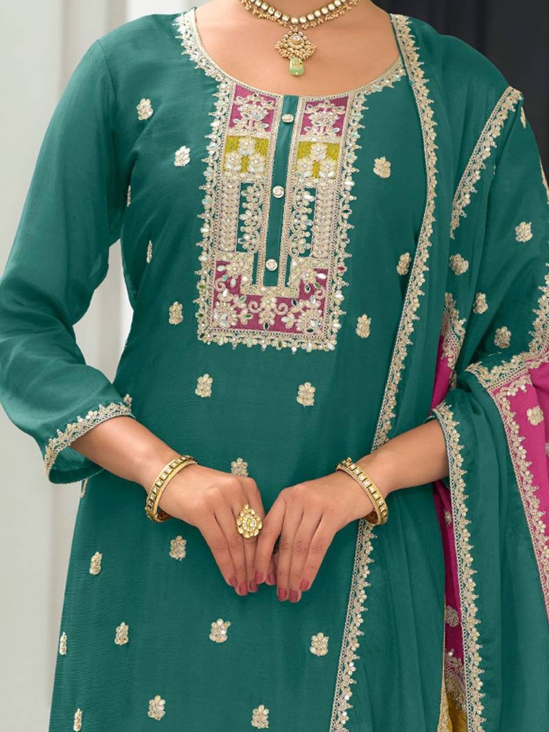 Women Ethnic Motifs Embroidered Regular Mirror Work Kurta with Trousers & With Dupatta