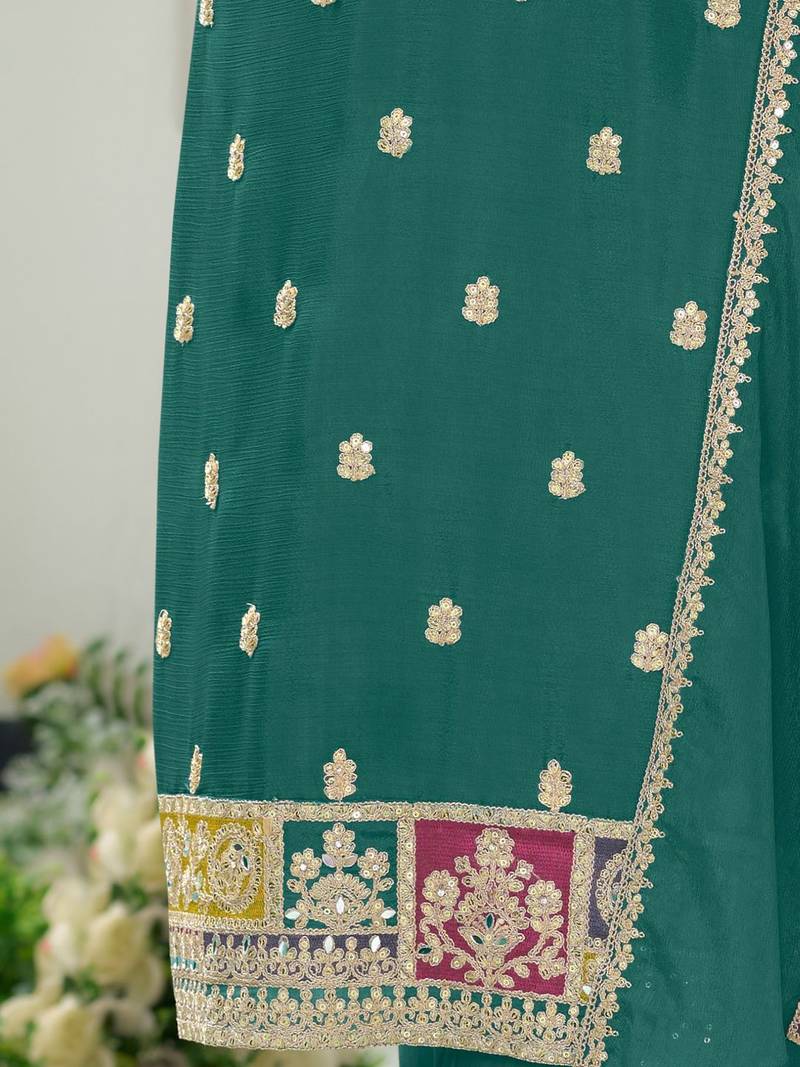 Women Ethnic Motifs Embroidered Regular Mirror Work Kurta with Trousers & With Dupatta