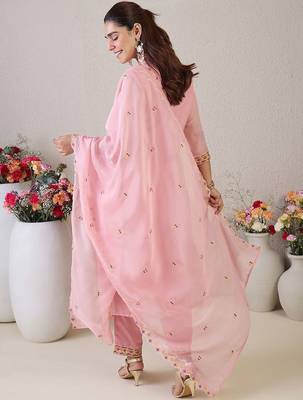 Women Floral Embroidered Kurta with Trousers & Dupatta 4