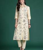 Embroidered Pure Cotton Straight Kurta with Trousers
