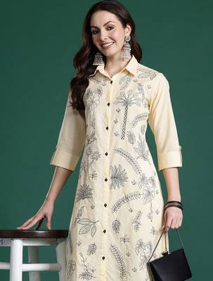Embroidered Pure Cotton Straight Kurta with Trousers 5