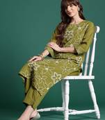 Embroidered Pure Cotton Straight Kurta With Trousers