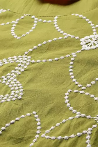 Embroidered Pure Cotton Straight Kurta With Trousers