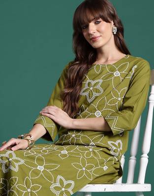 Embroidered Pure Cotton Straight Kurta With Trousers 6