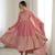 Pink sequins embroidered crunchy silk anarkali with pant & dupatta