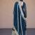 Rama Blue sequins & zari embroidered gown with dupatta
