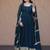 Rama Blue sequins & zari embroidered gown with dupatta