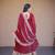 Maroon sequins & zari embroidered gown with dupatta