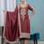 Maroon heavy embroidered chinon kurta set