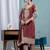 Maroon heavy embroidered chinon kurta set