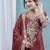 Maroon heavy embroidered chinon kurta set