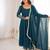 Teal blue sequins embroidered georgette gown with pant & dupatta