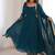 Teal blue sequins embroidered georgette gown with pant & dupatta