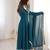 Teal blue sequins embroidered georgette gown with pant & dupatta