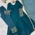 Teal blue sequins embroidered georgette gown with pant & dupatta