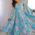 Sky blue printed muslin gown with pant & dupatta